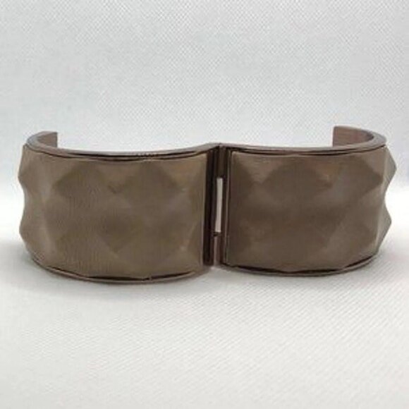 Vince Camuto Pyramid Leather Covered Bronze Bangle - Picture 2 of 8